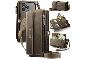 Caseme iPhone 17 Pro hoesje - portemonnee tasje - Bruin