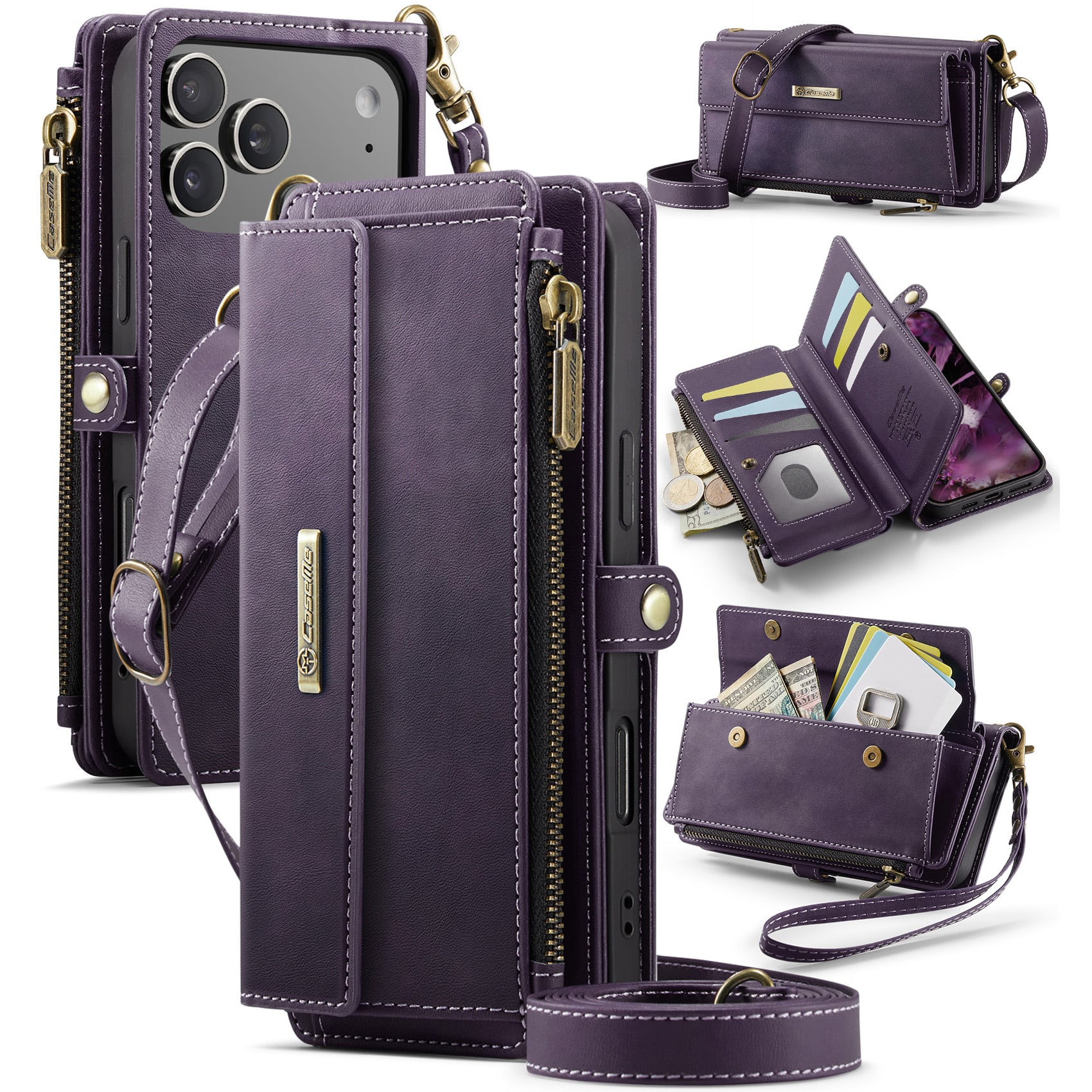 iPhone 18 Pro / iPhone 17 Pro hoesje portemonnee tasje - Paars