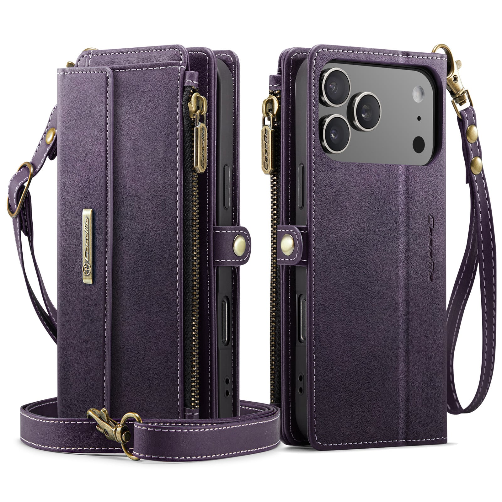 iPhone 18 Pro / iPhone 17 Pro hoesje portemonnee tasje - Paars