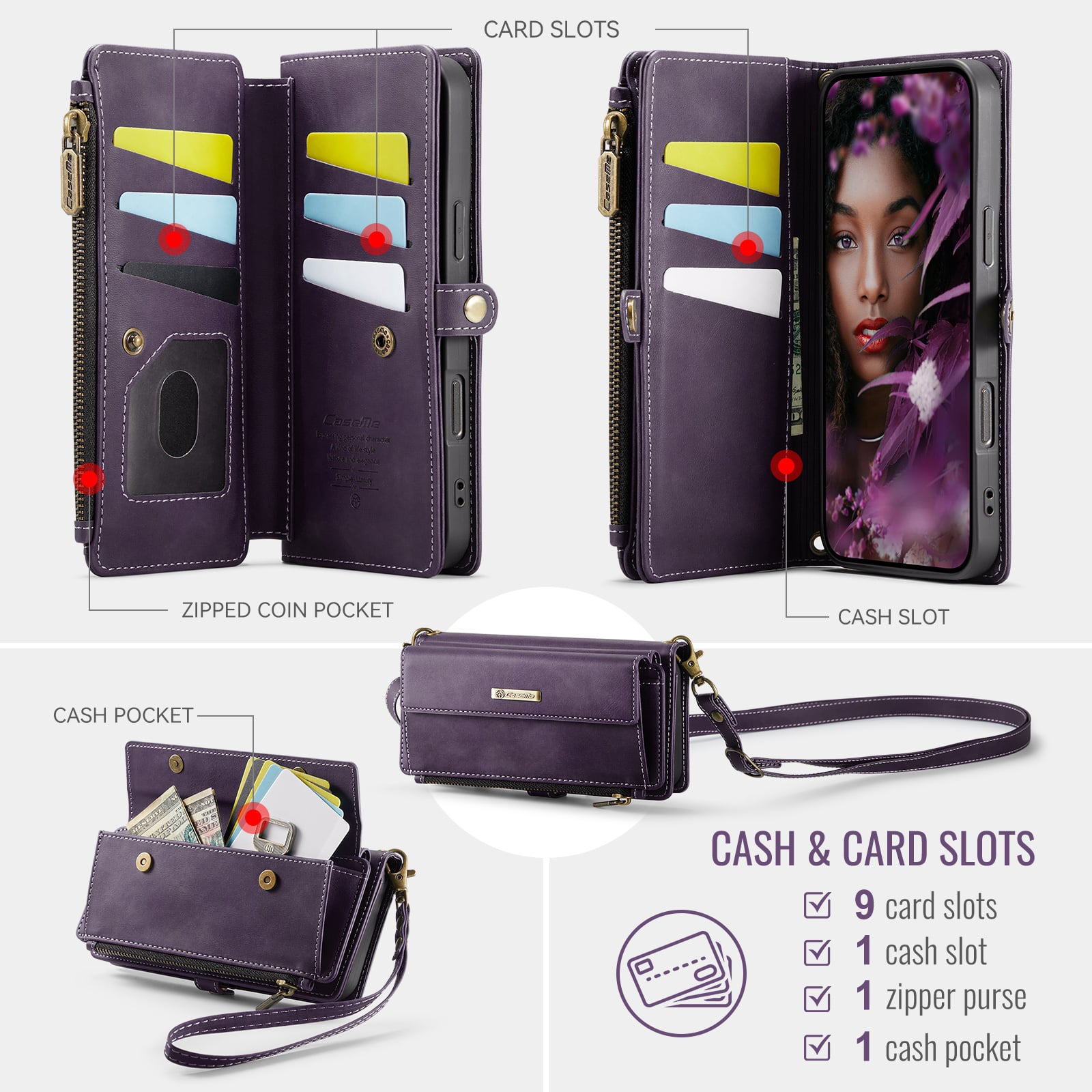 iPhone 18 Pro / iPhone 17 Pro hoesje portemonnee tasje - Paars