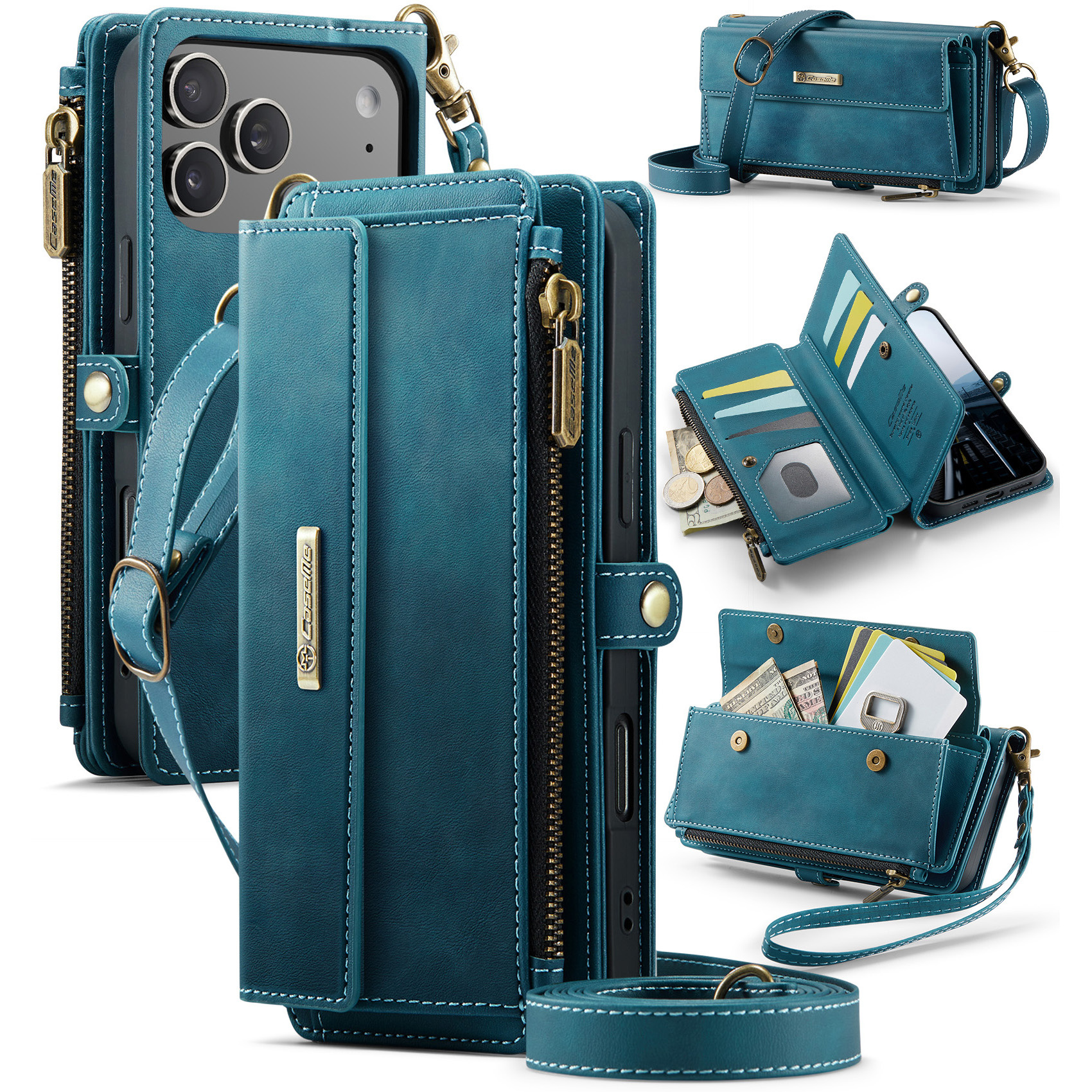 Caseme iPhone 17 Pro hoesje - portemonnee tasje - Blauw