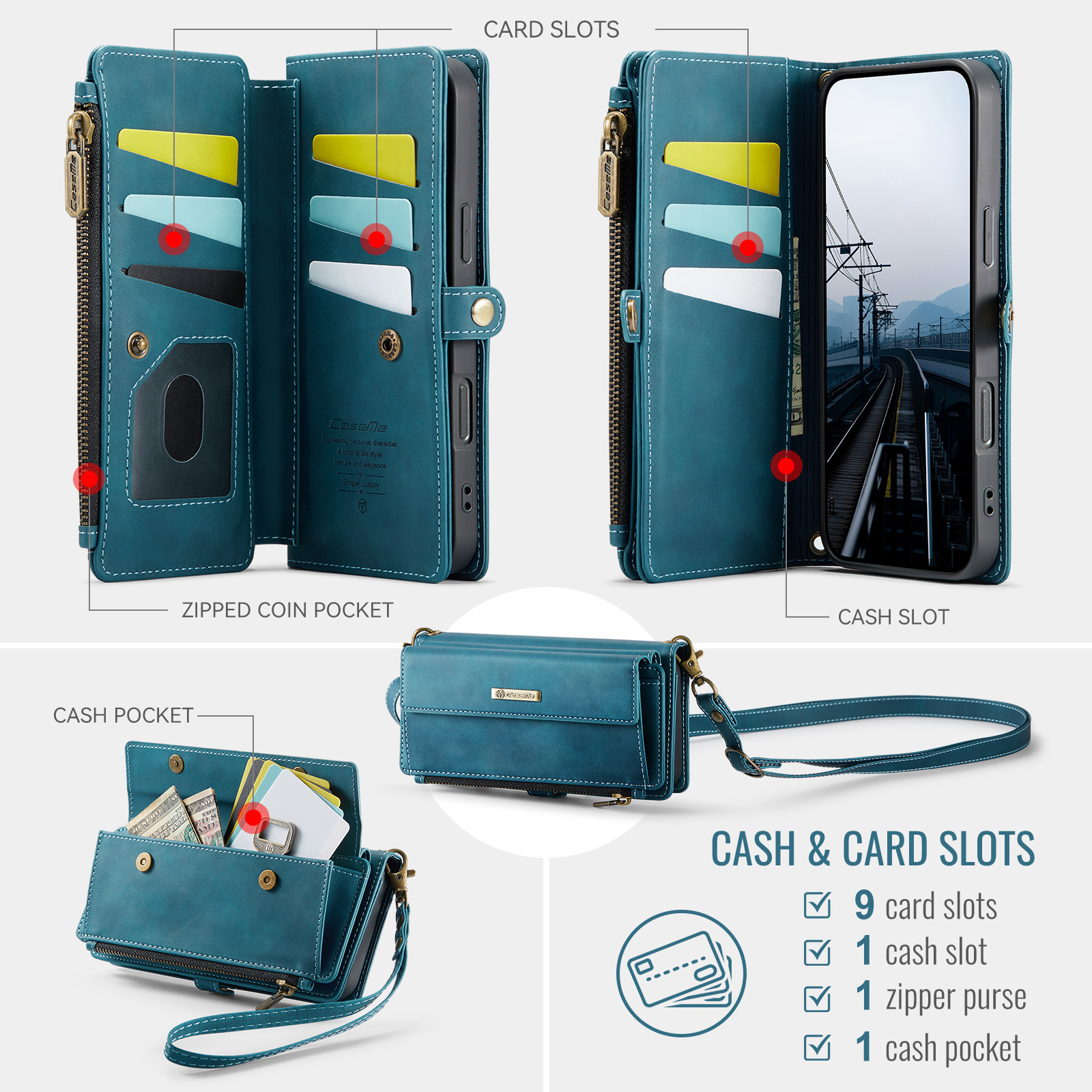 iPhone 18 Pro / iPhone 17 Pro hoesje portemonnee tasje - Blauw