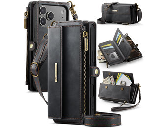 Caseme iPhone 17 Pro Max hoesje - portemonnee tasje - Zwart