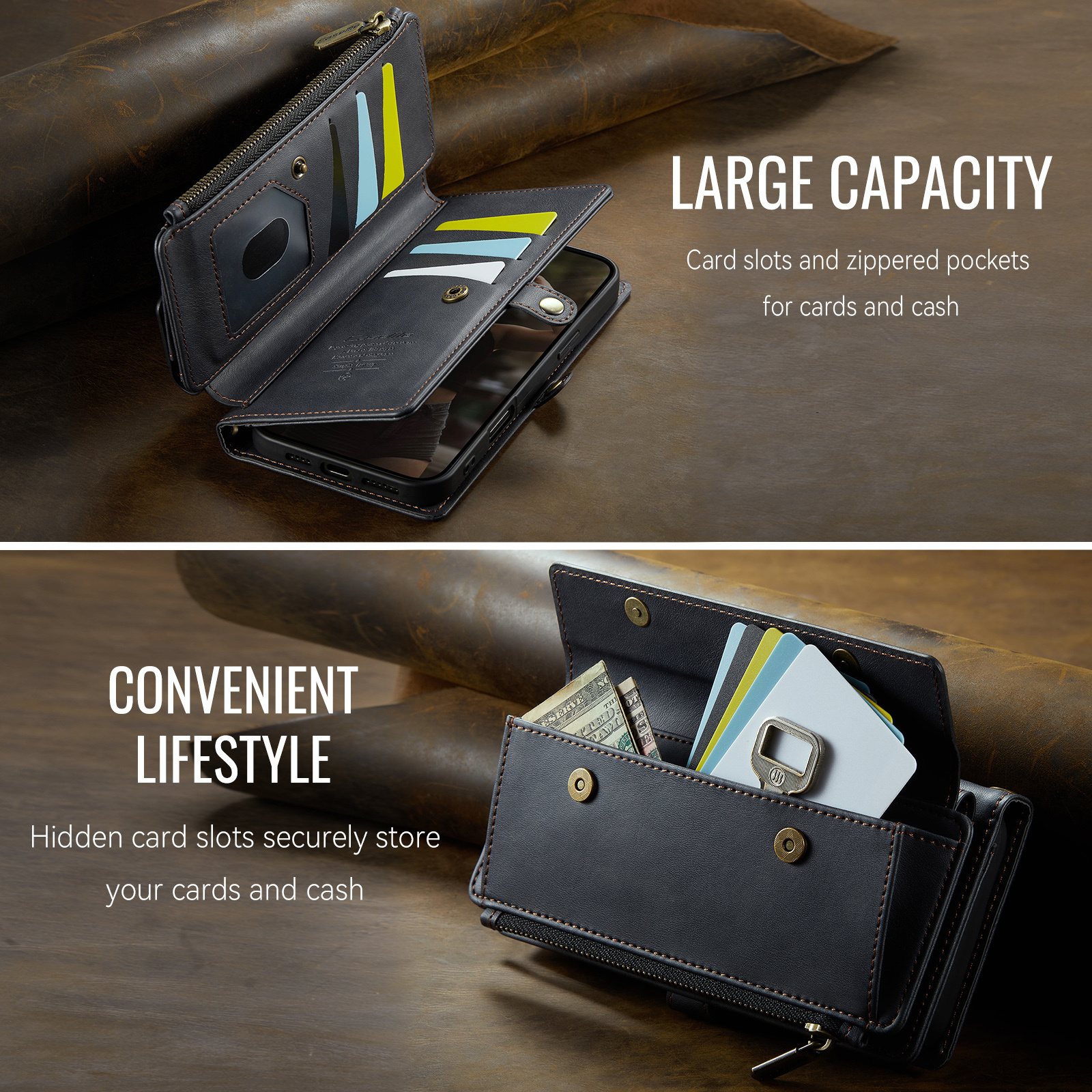iPhone 18 Pro Max / iPhone 17 Pro Max hoesje portemonnee tasje - Zwart