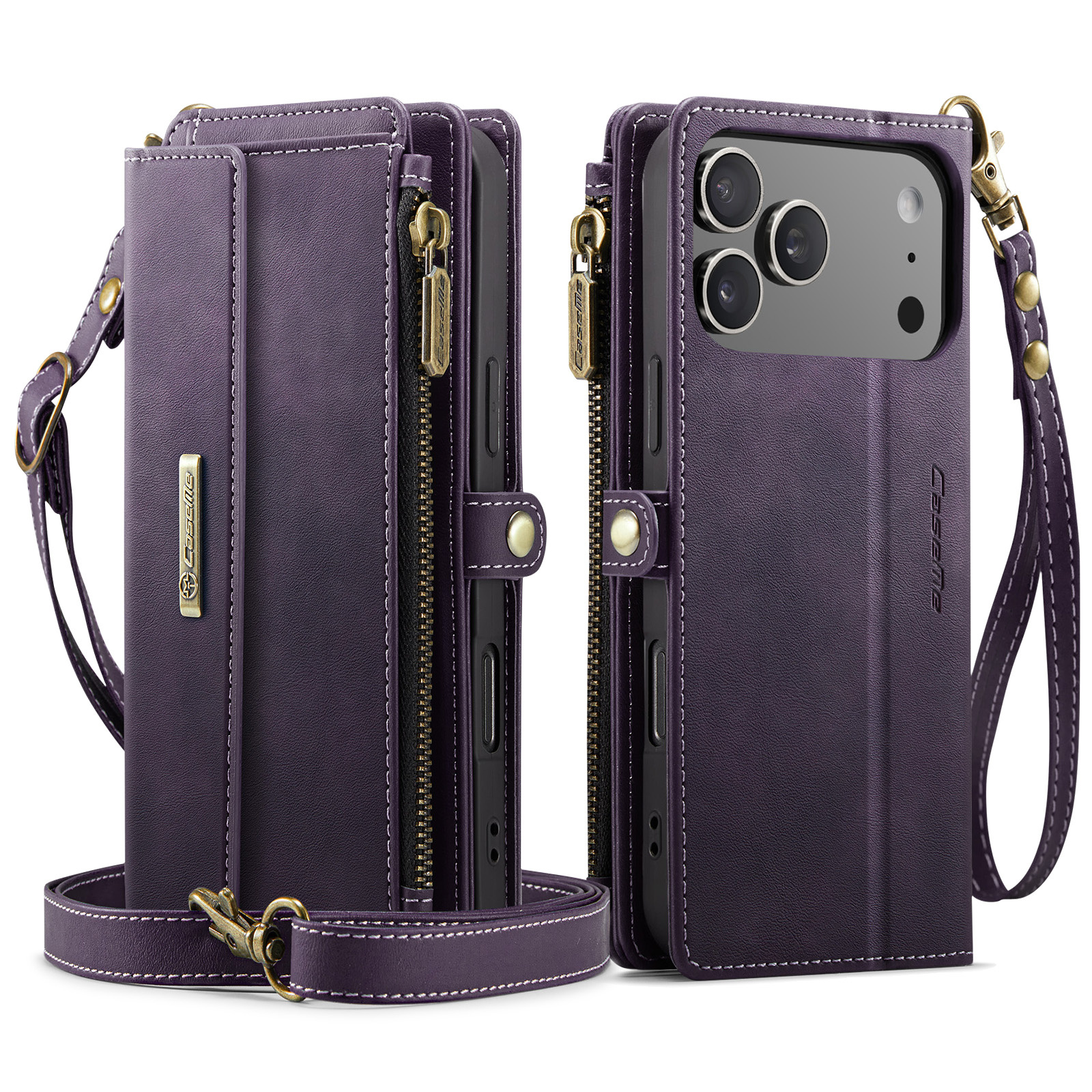 iPhone 18 Pro Max / iPhone 17 Pro Max hoesje portemonnee tasje - Paars