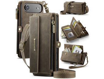 Caseme iPhone 17 Air hoesje - portemonnee tasje - Bruin