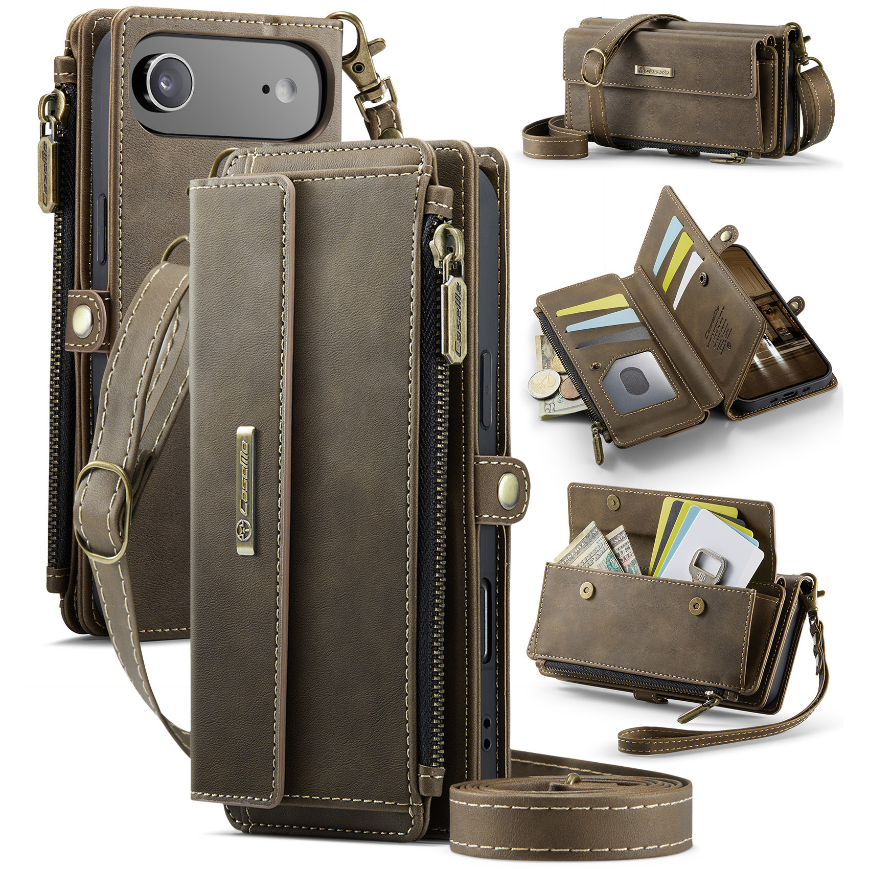 Caseme iPhone 17 Air hoesje - portemonnee tasje - Bruin