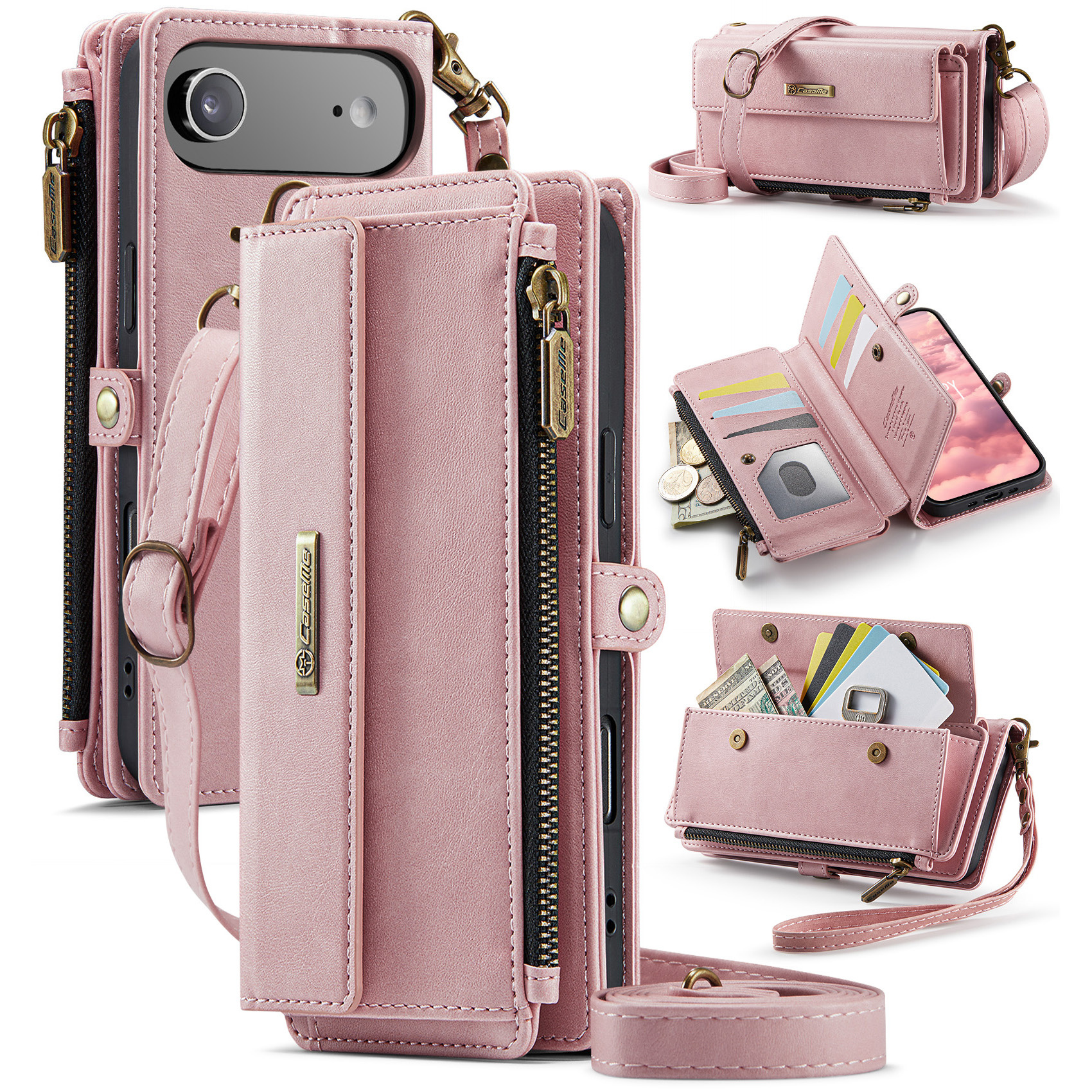 Caseme iPhone 17 Air hoesje - portemonnee tasje - Lichtroze