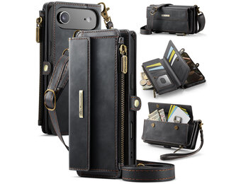 Caseme iPhone 17 Air hoesje - portemonnee tasje - Zwart