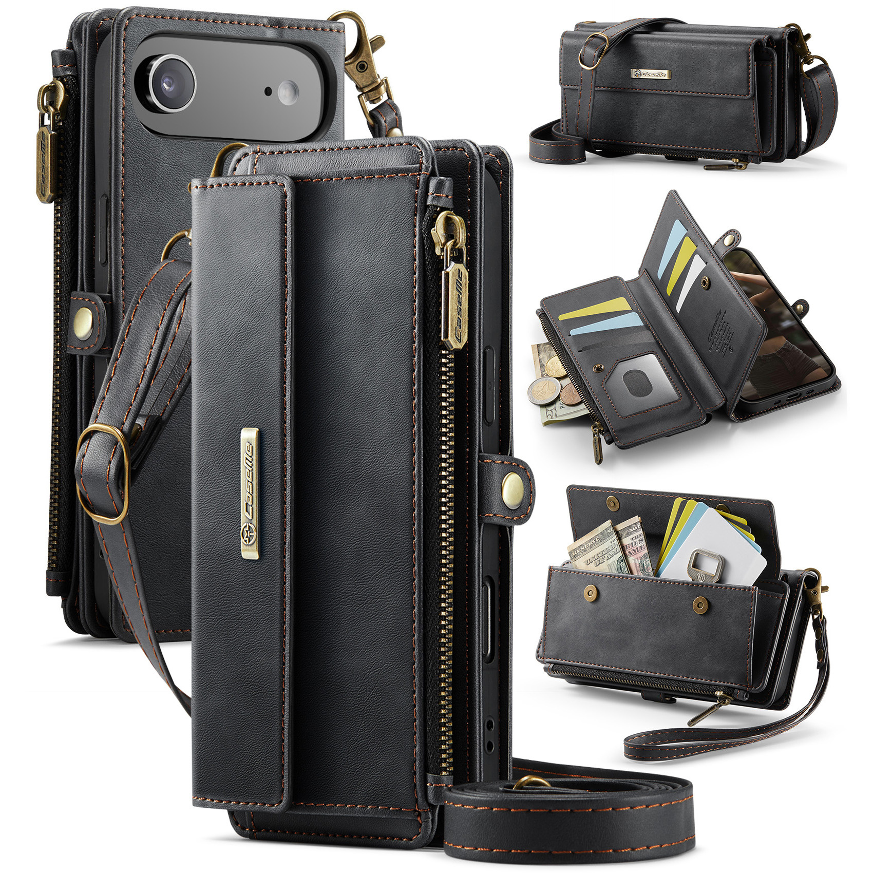 Caseme iPhone 17 Air hoesje - portemonnee tasje - Zwart