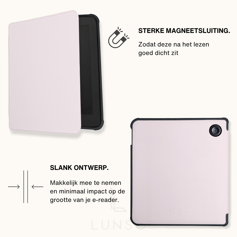 Kobo Libra Colour hoes (7 inch) Sleepcover - Lichtroze
