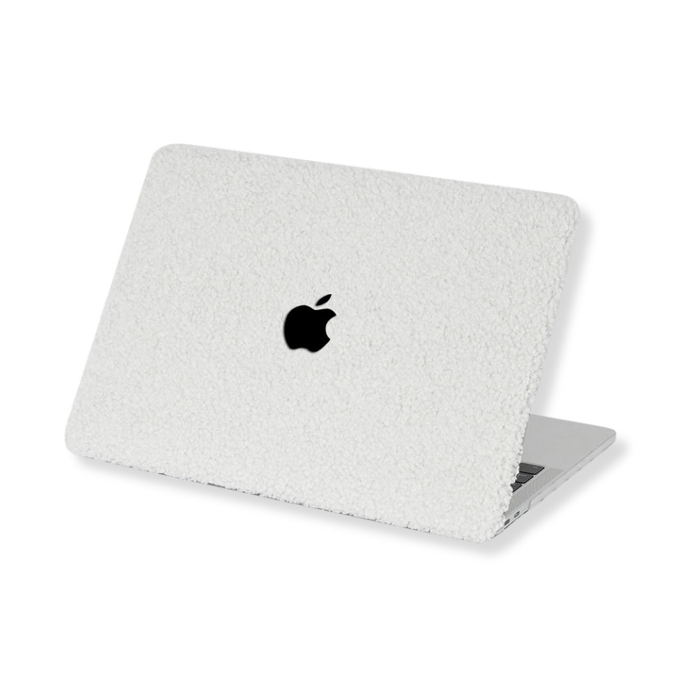 Lunso MacBook Air 13 inch (2022-2026) cover hoes - case - Teddy Puffy Beige