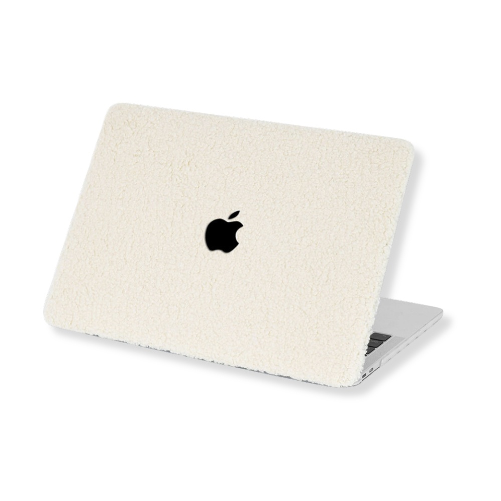 Lunso MacBook Air 15 inch (2023-2026) cover hoes - case - Teddy Puffy Khaki