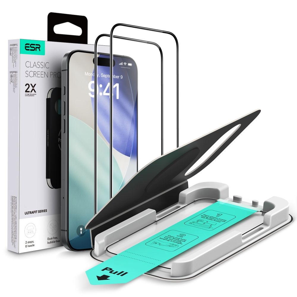ESR iPhone 17 Pro (2 stuks) Tempered Glass screenprotector - Installatie tool - Case Friendly - Militair Getest Glas