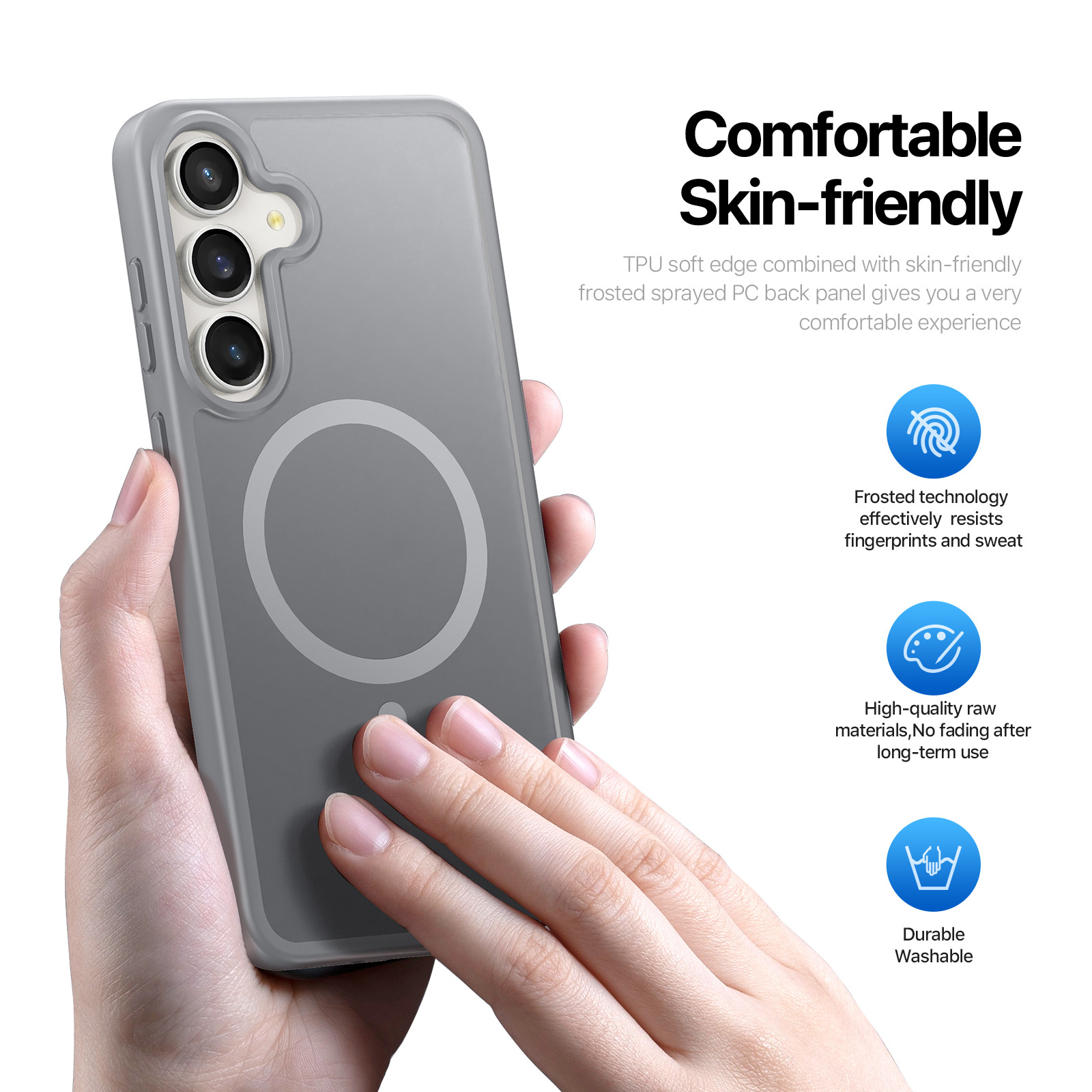 Samsung Galaxy S25 FE hoesje – slanke backcover met volledige MagSafe ondersteuning - Grijs