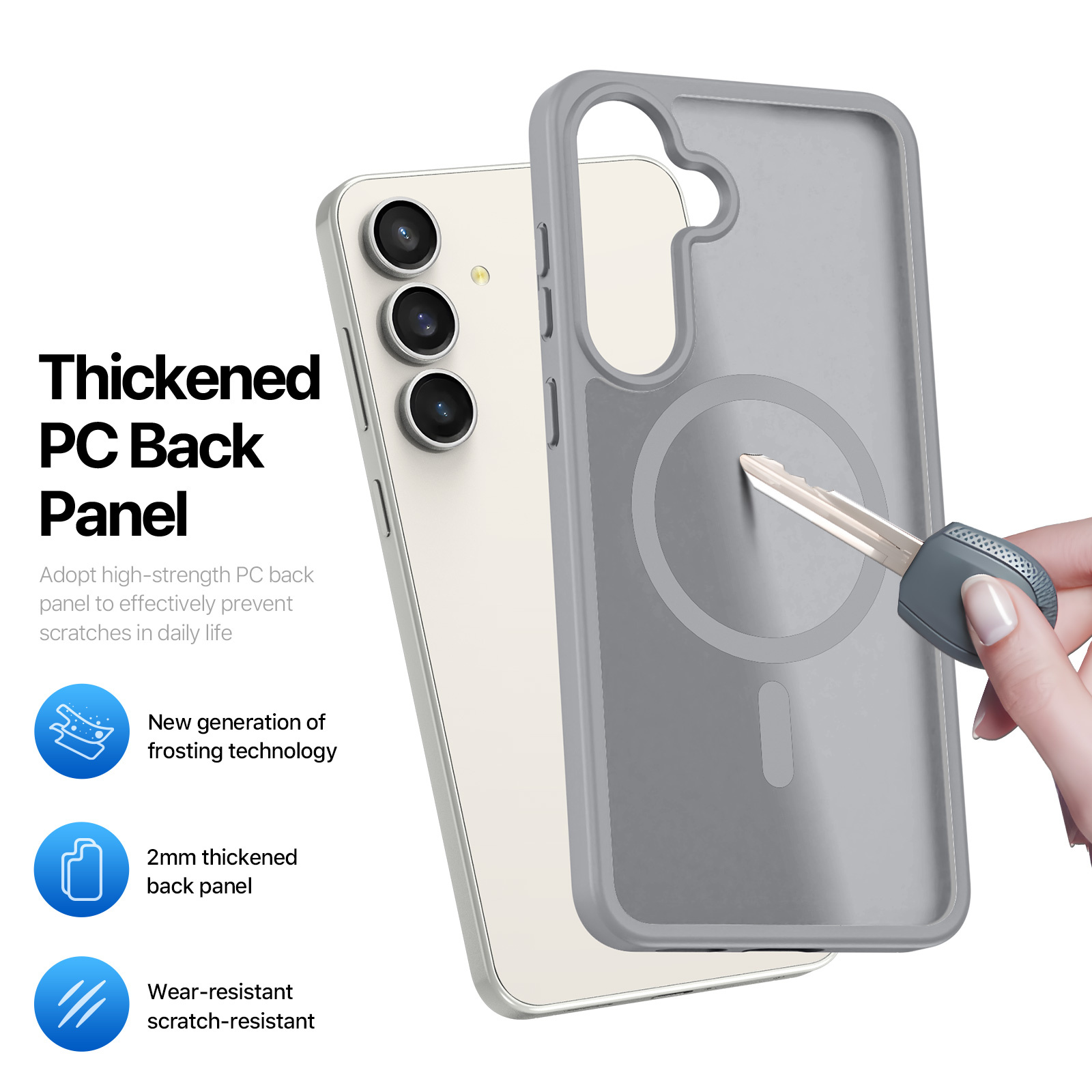 Samsung Galaxy S25 FE hoesje – slanke backcover met volledige MagSafe ondersteuning - Grijs