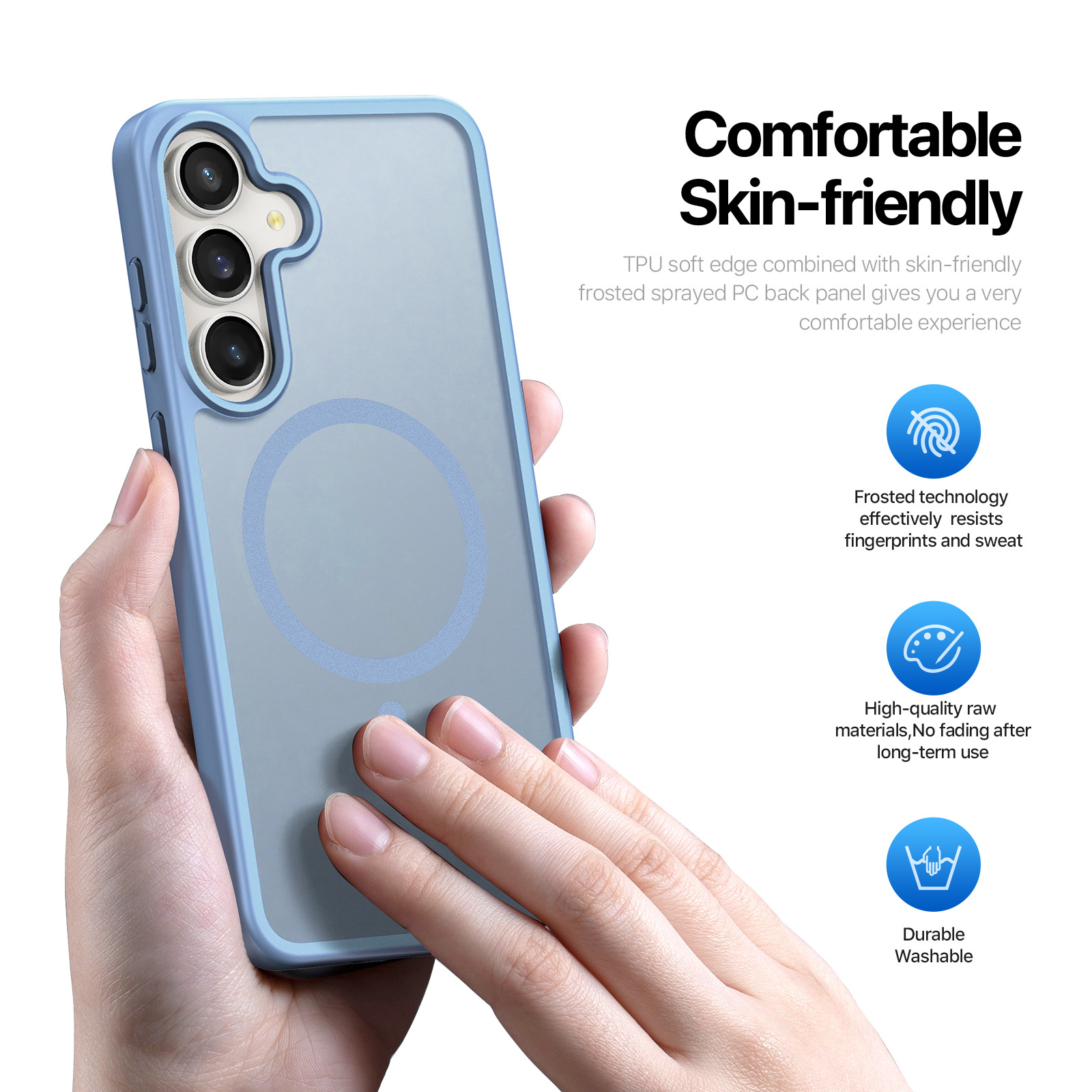Samsung Galaxy S25 FE hoesje – slanke backcover met volledige MagSafe ondersteuning - Lichtblauw