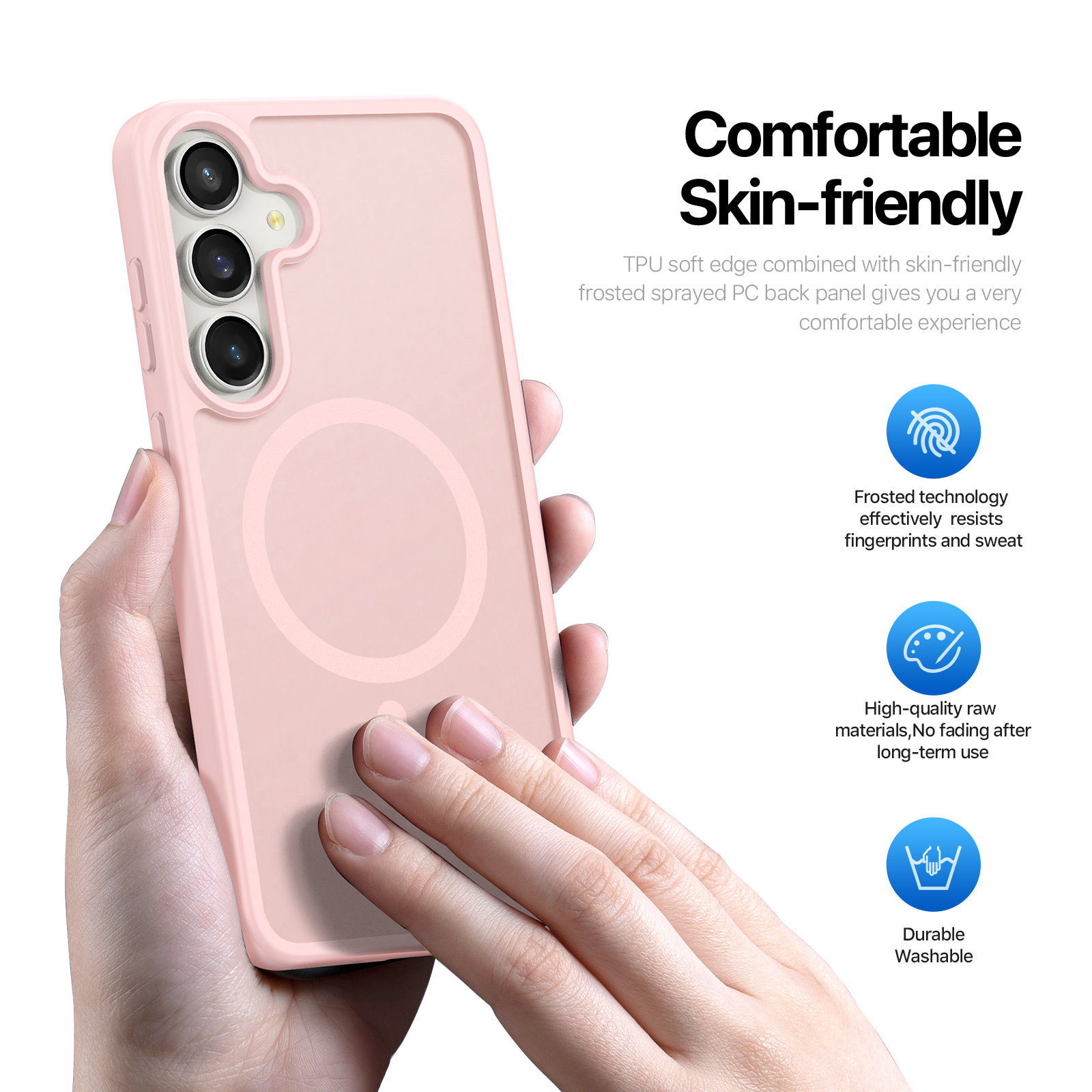 Samsung Galaxy S25 FE hoesje – slanke backcover met volledige MagSafe ondersteuning - Lichtroze