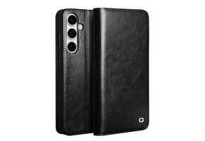 Qialino Samsung Galaxy S25 FE hoesje - Leren bookcase - Zwart