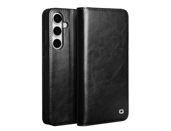 Qialino Samsung Galaxy S25 FE hoesje - Leren bookcase - Zwart