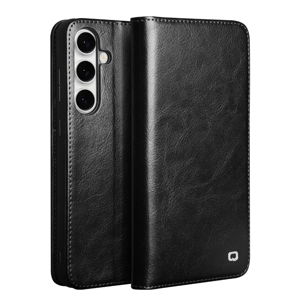 Qialino Samsung Galaxy S25 FE hoesje - Leren bookcase - Zwart