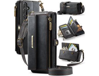 Caseme Samsung Galaxy S25 FE hoesje - portemonnee tasje - Zwart