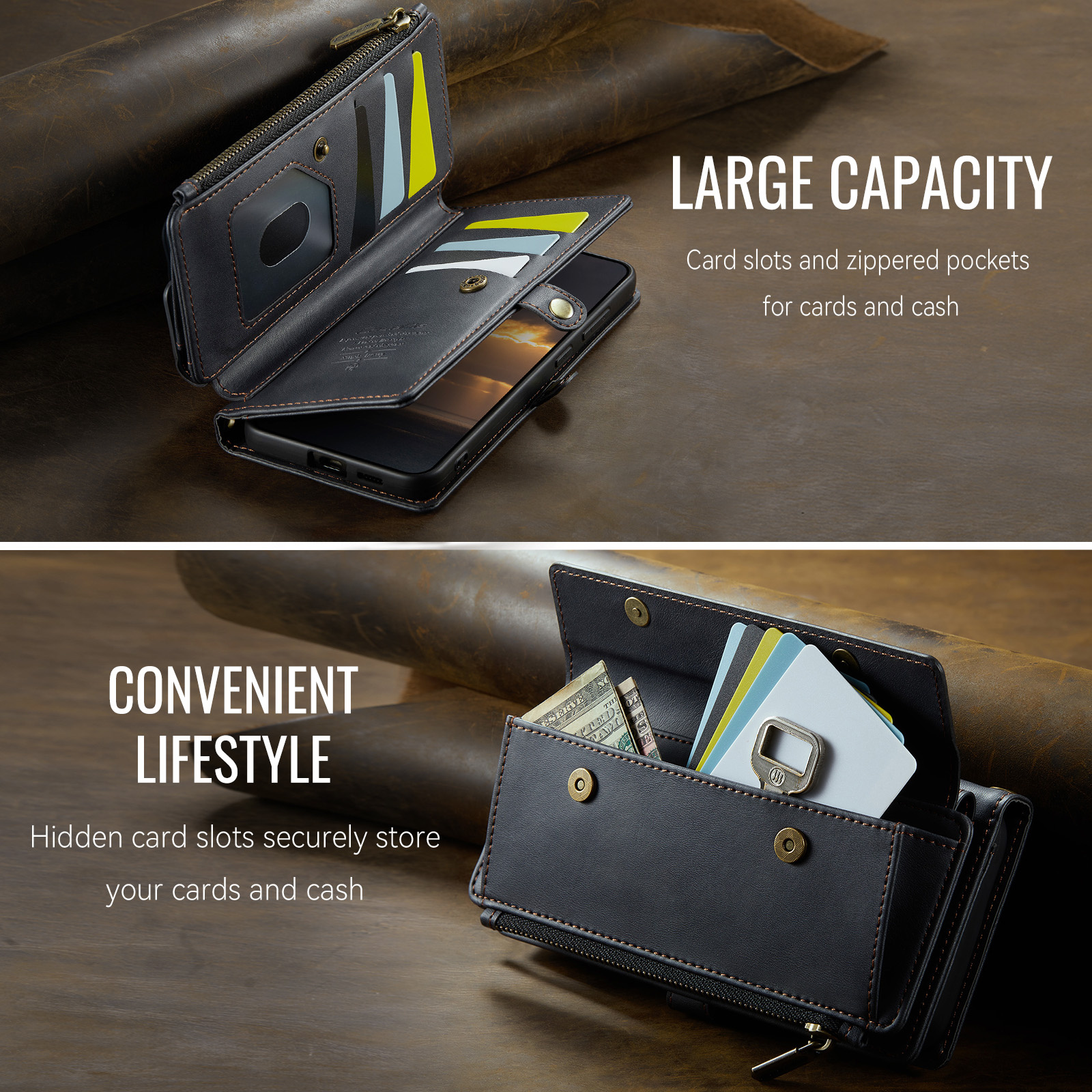 Samsung Galaxy S25 FE hoesje portemonnee tasje - Zwart