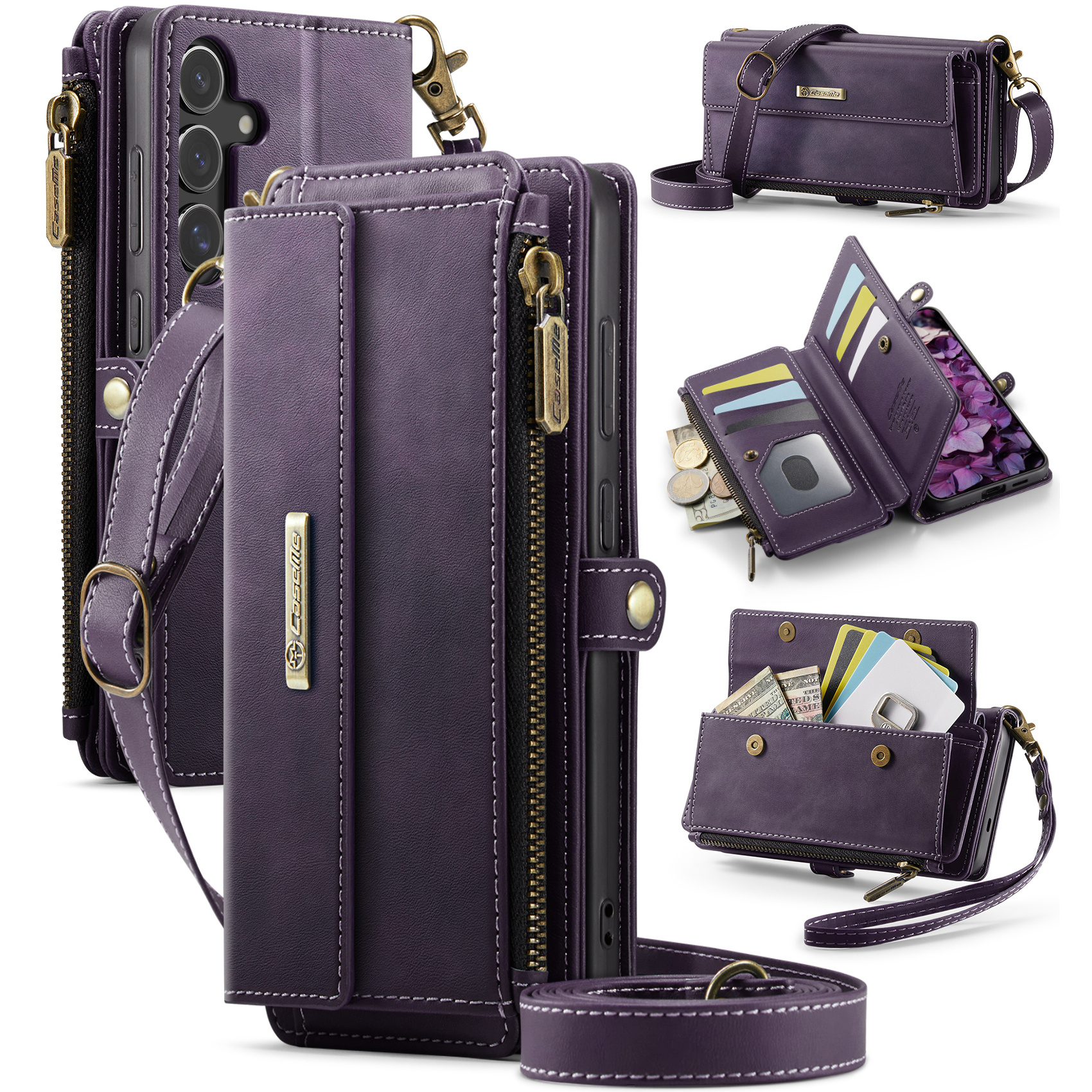 Caseme Samsung Galaxy S25 FE hoesje - portemonnee tasje - Paars