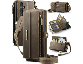 Caseme Samsung Galaxy S25 FE hoesje - portemonnee tasje - Bruin