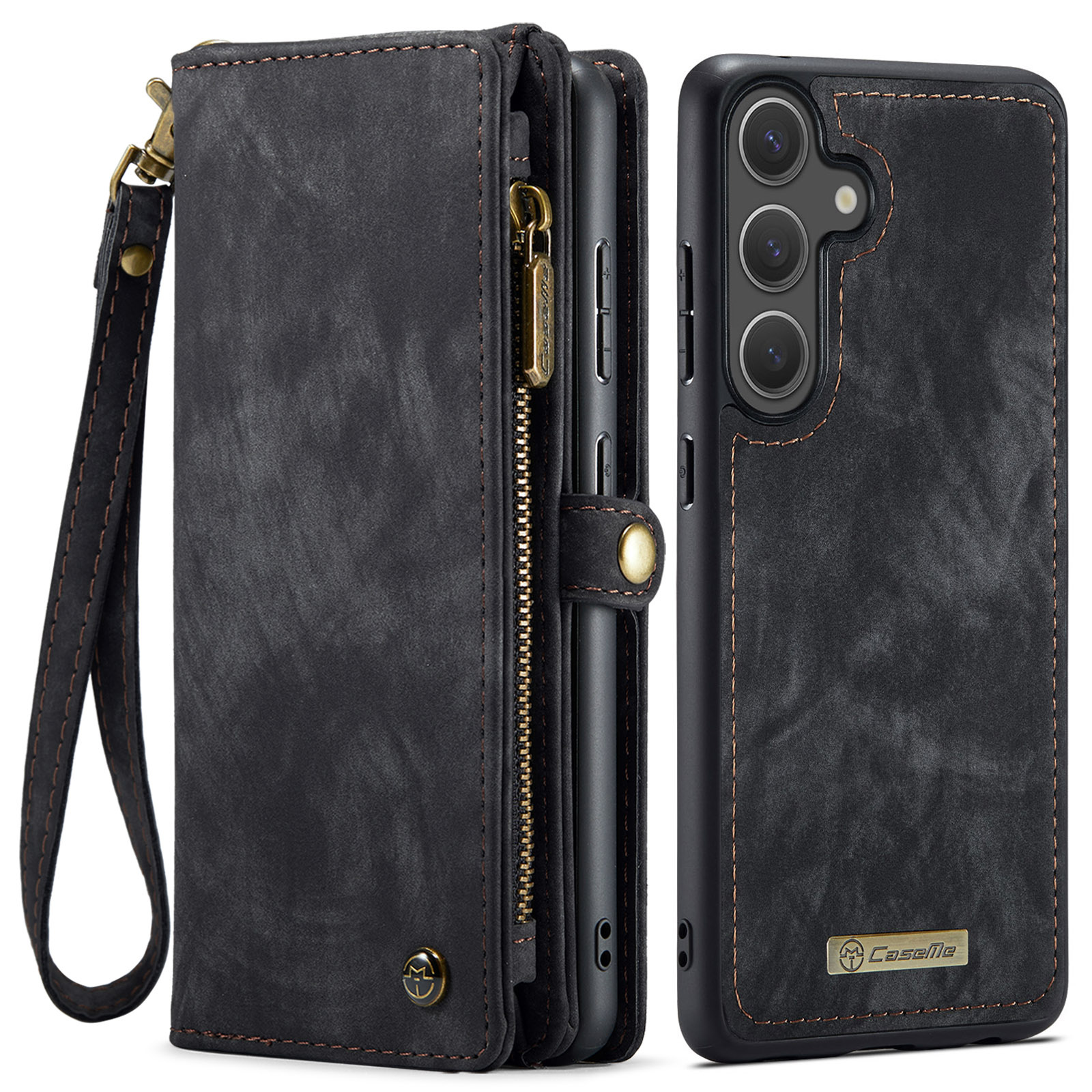 Samsung Galaxy S25 FE Vintage 2 in 1 portemonnee hoes - Zwart
