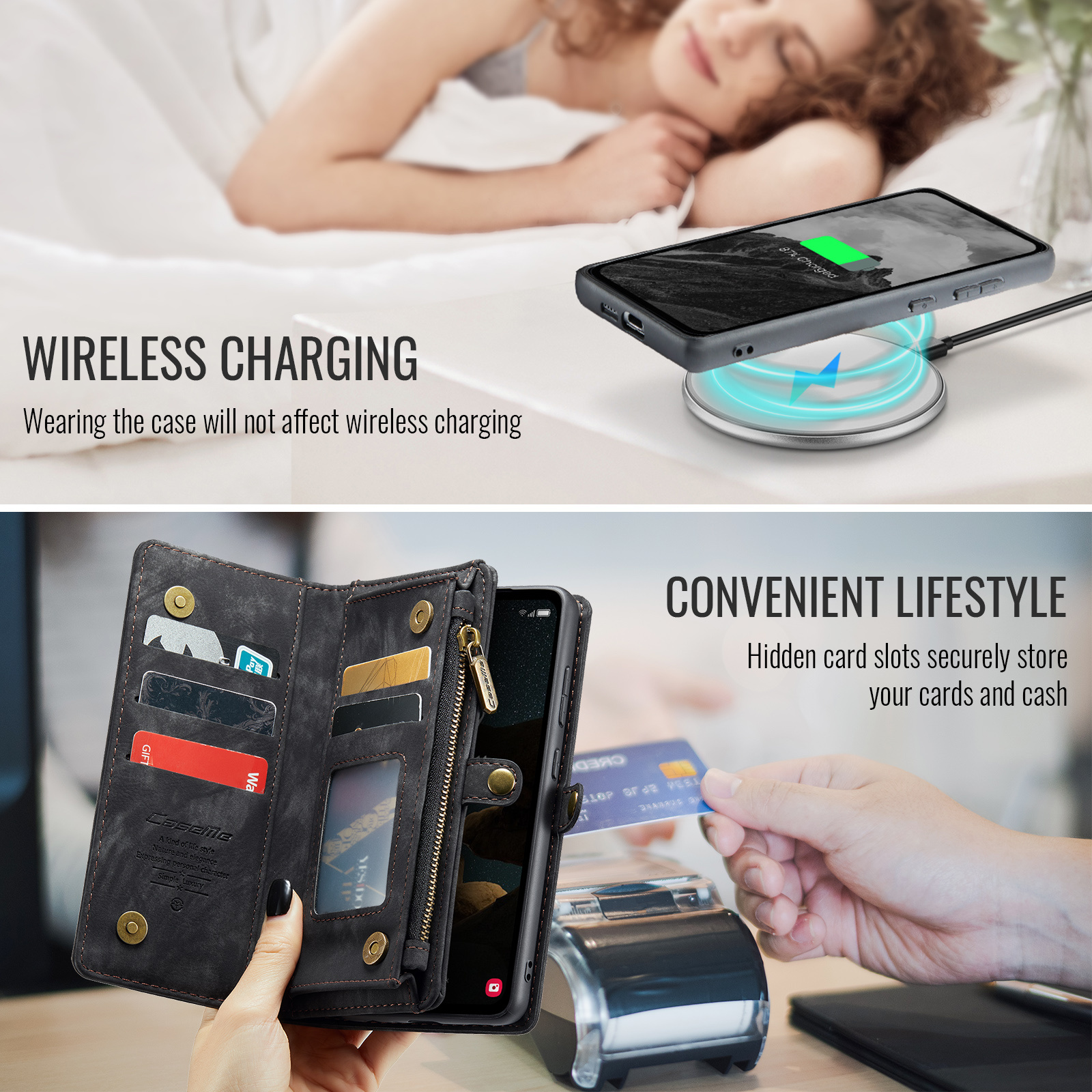 Samsung Galaxy S25 FE Vintage 2 in 1 portemonnee hoes - Zwart
