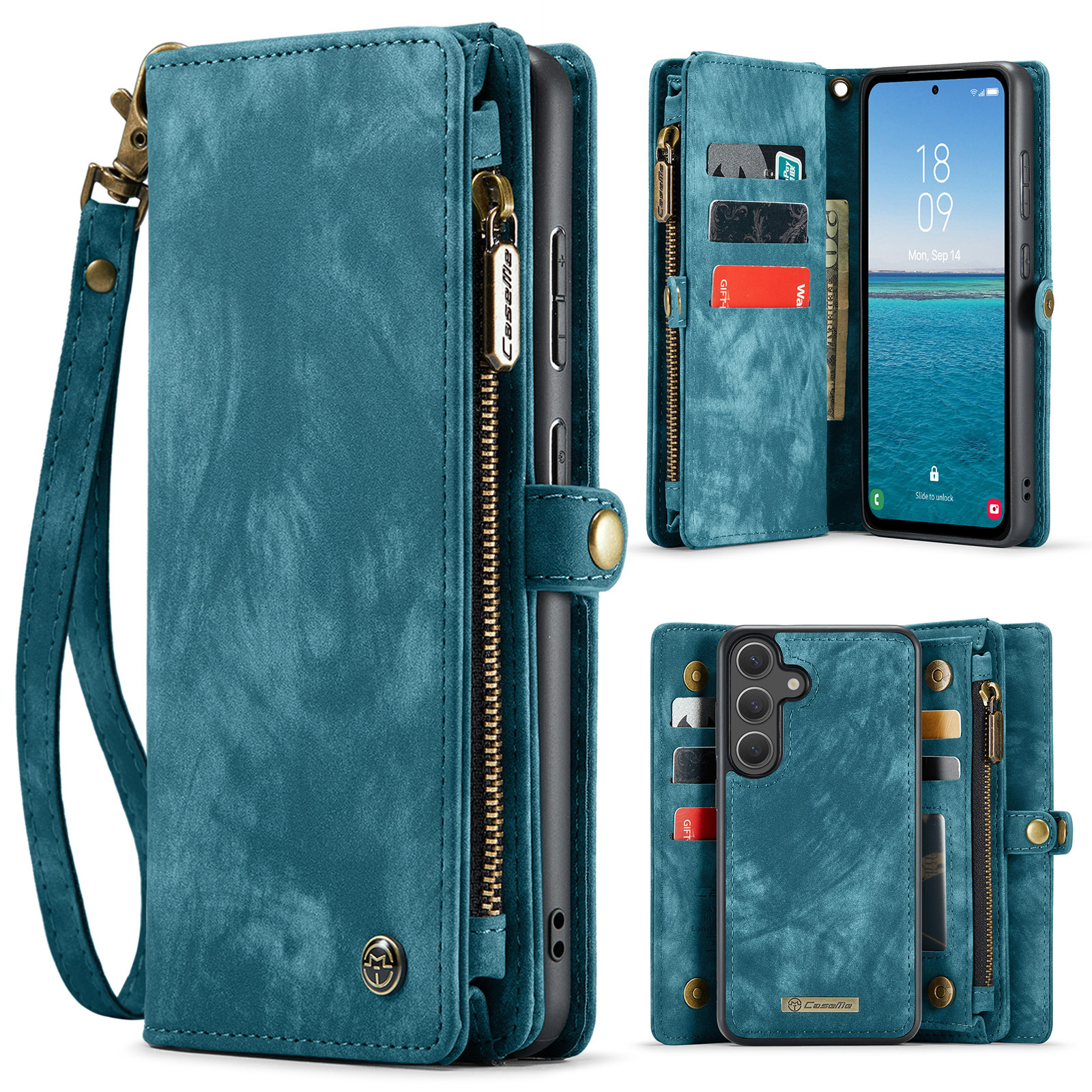 Caseme Samsung Galaxy S25 FE hoes - Vintage 2 in 1 portemonnee - Blauw