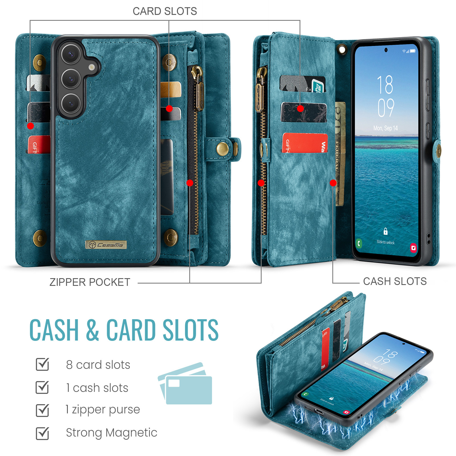 Samsung Galaxy S25 FE Vintage 2 in 1 portemonnee hoes - Blauw