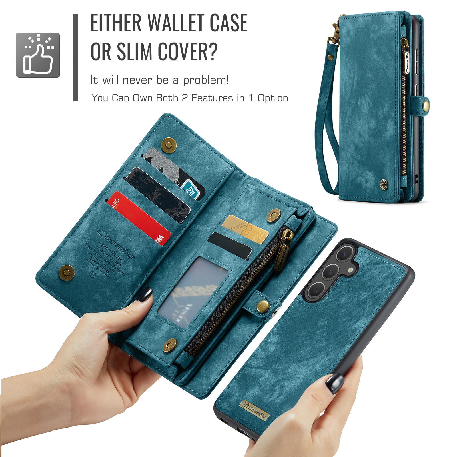 Samsung Galaxy S25 FE Vintage 2 in 1 portemonnee hoes - Blauw