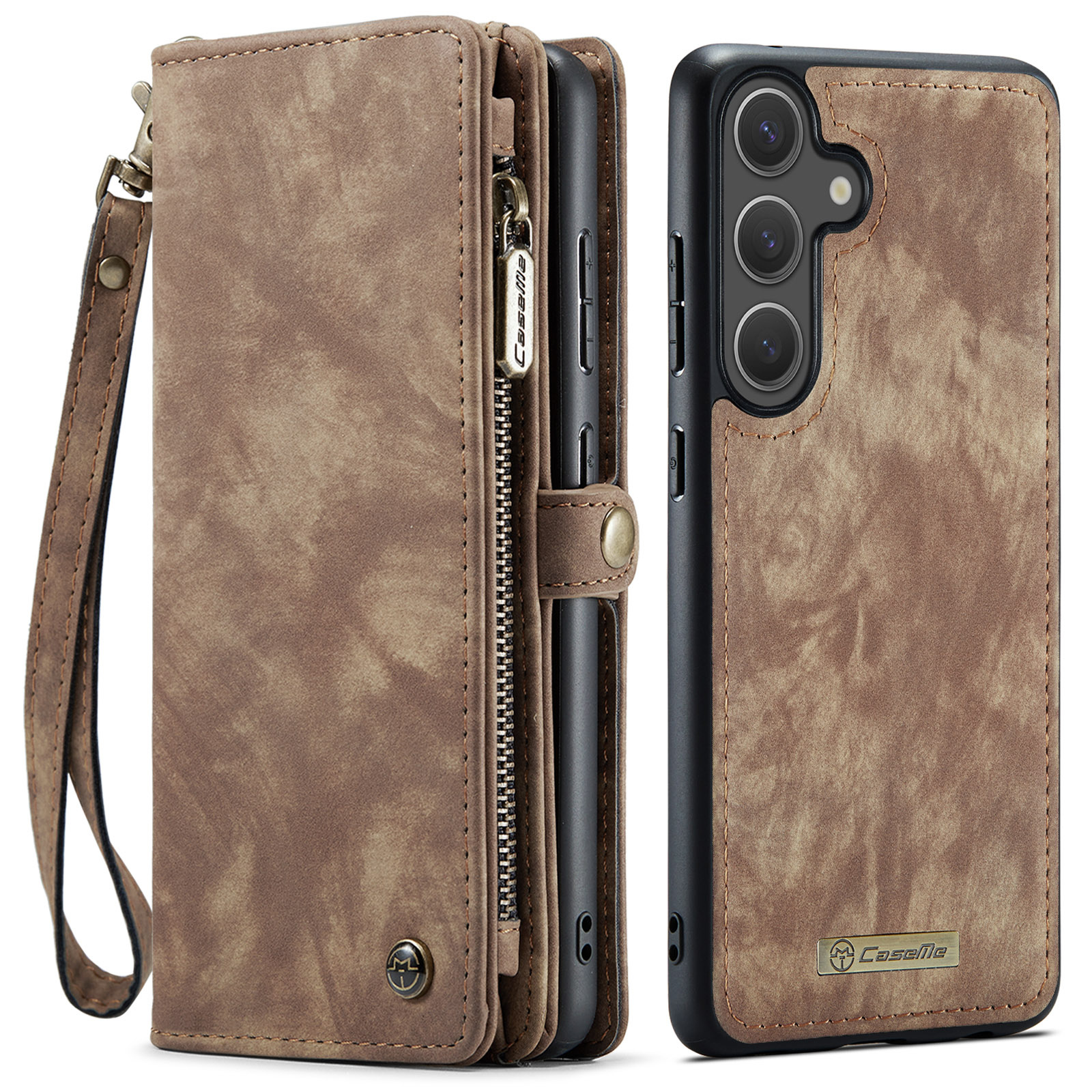 Samsung Galaxy S25 FE Vintage 2 in 1 portemonnee hoes - Bruin