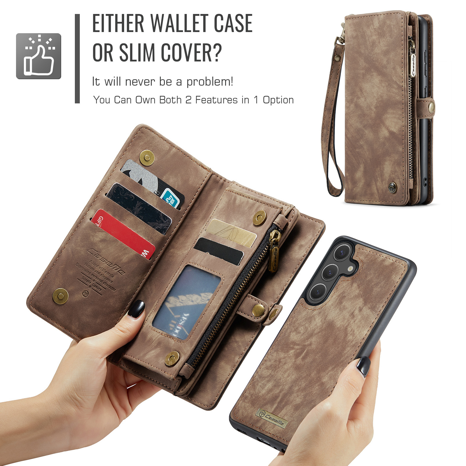 Samsung Galaxy S25 FE Vintage 2 in 1 portemonnee hoes - Bruin