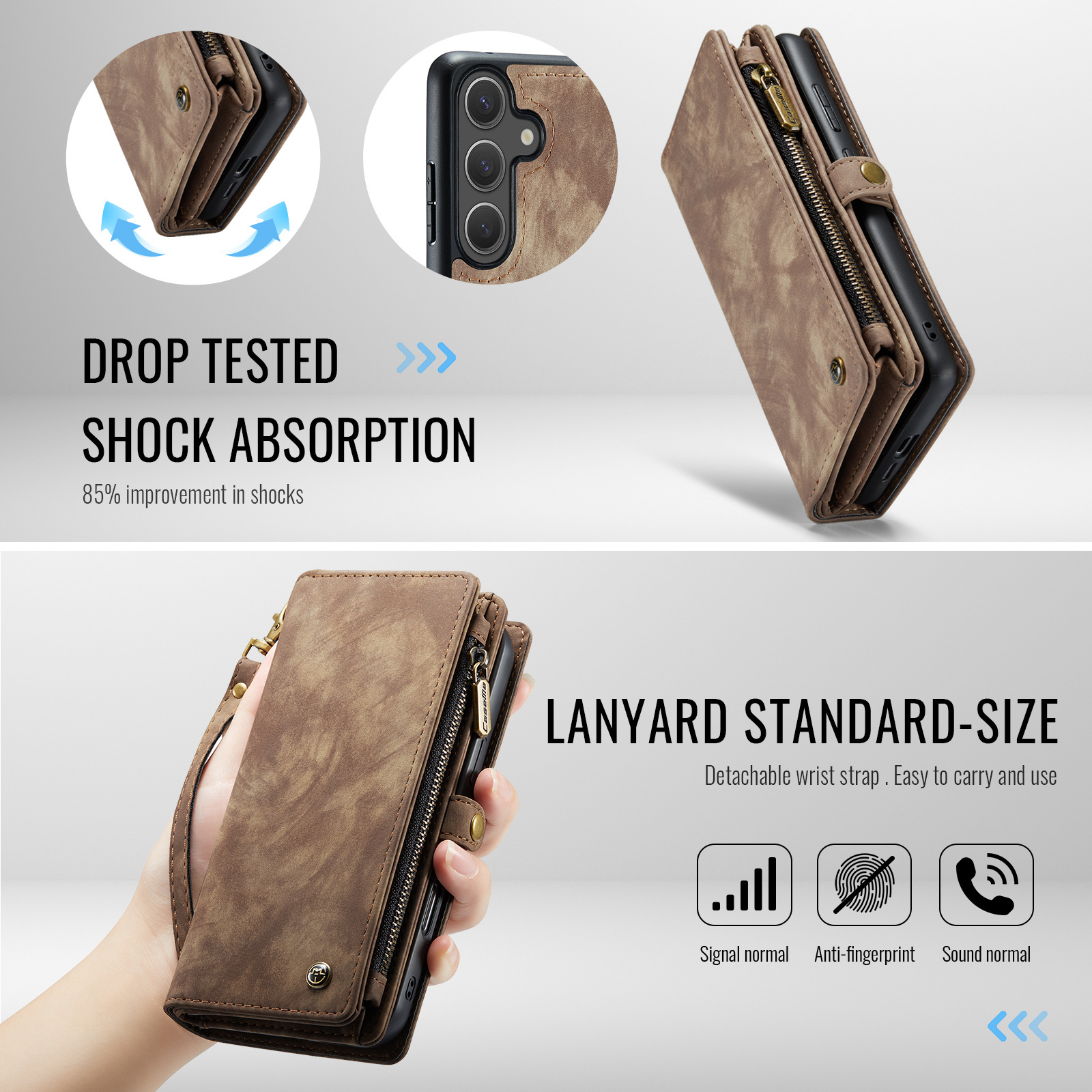 Samsung Galaxy S25 FE Vintage 2 in 1 portemonnee hoes - Bruin