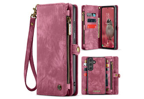 Caseme Samsung Galaxy S25 FE hoes - Vintage 2 in 1 portemonnee - Rood