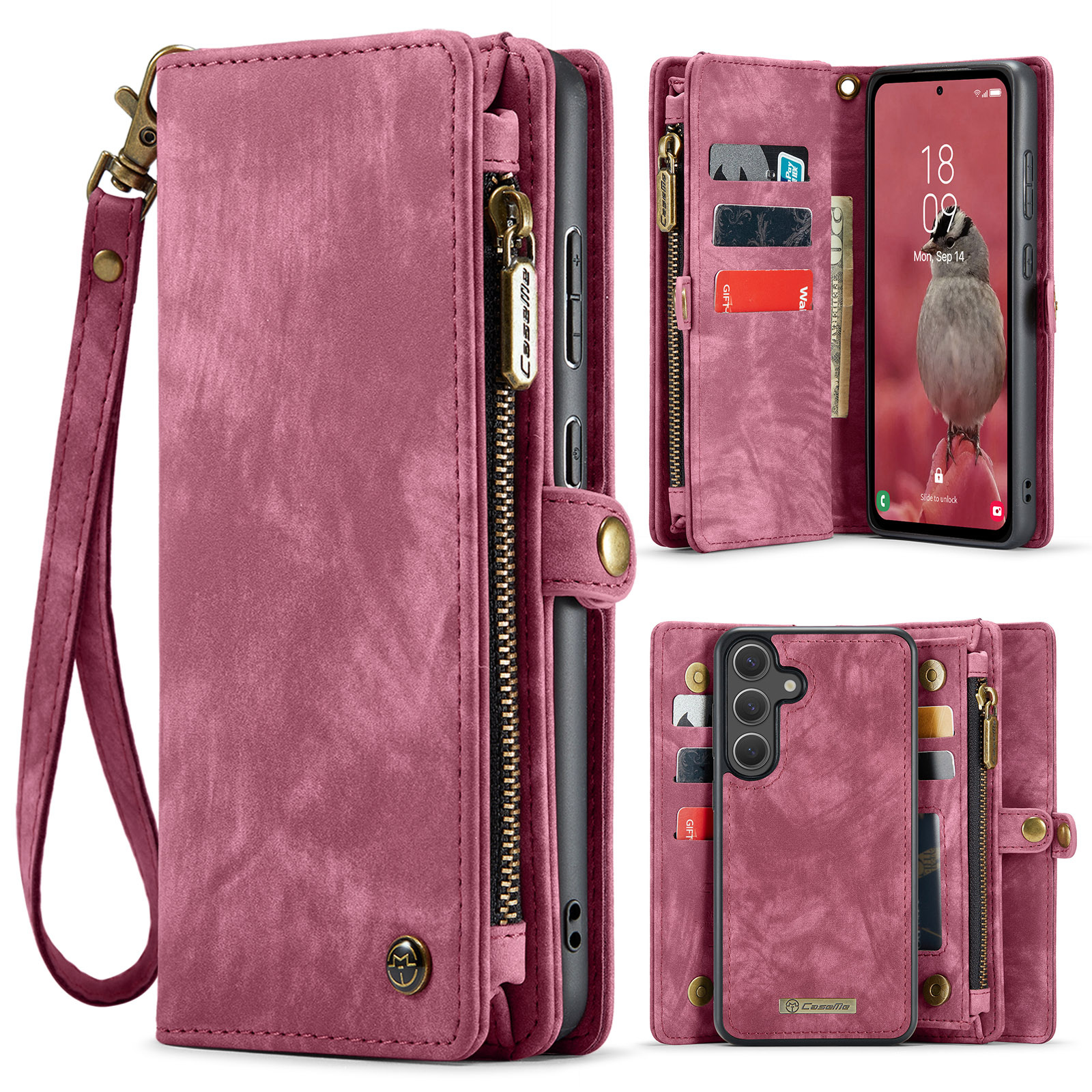Caseme Samsung Galaxy S25 FE hoes - Vintage 2 in 1 portemonnee - Rood