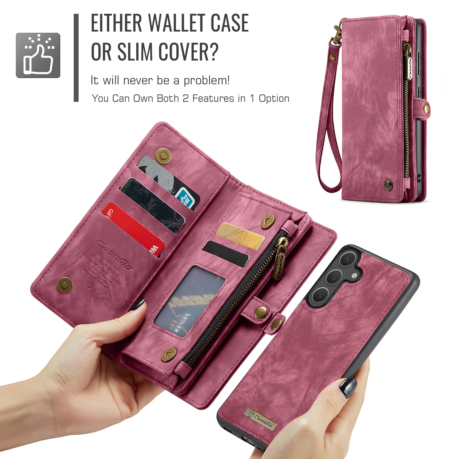 Samsung Galaxy S25 FE Vintage 2 in 1 portemonnee hoes - Rood