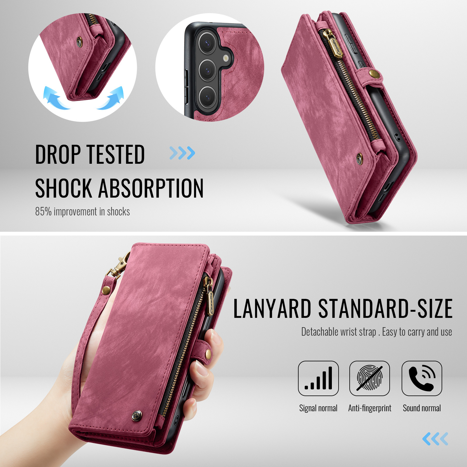 Samsung Galaxy S25 FE Vintage 2 in 1 portemonnee hoes - Rood
