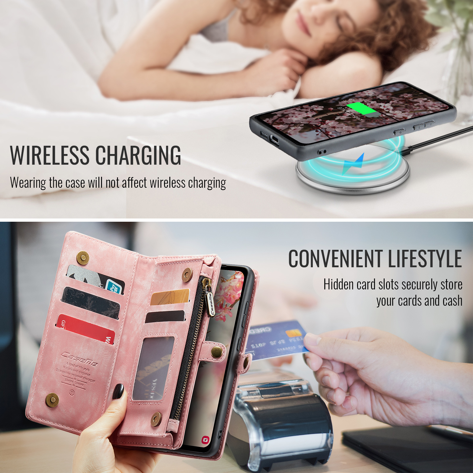 Samsung Galaxy S25 FE Vintage 2 in 1 portemonnee hoes - Lichtroze