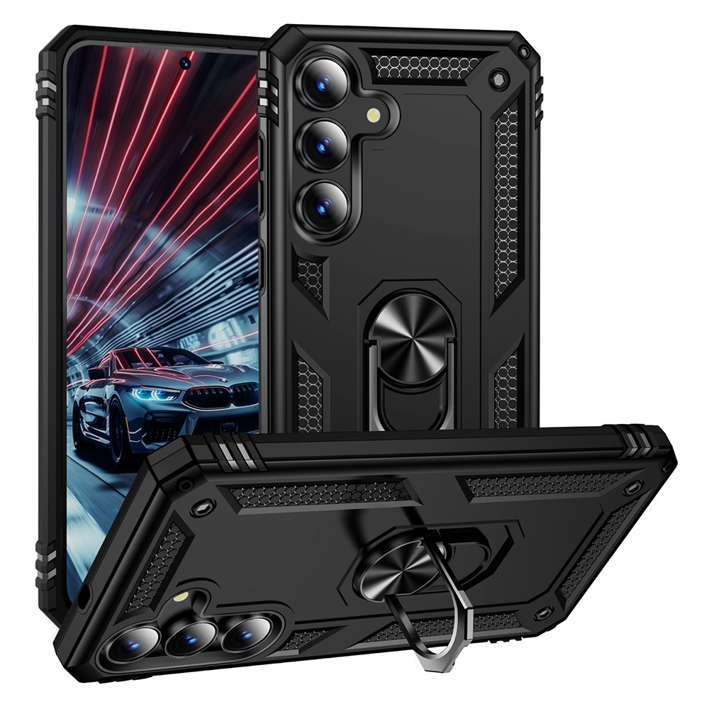 Samsung Galaxy S25 FE hoesje Armor backcover met ringhouder - Zwart