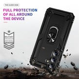 Samsung Galaxy S25 FE hoesje Armor backcover met ringhouder - Zwart