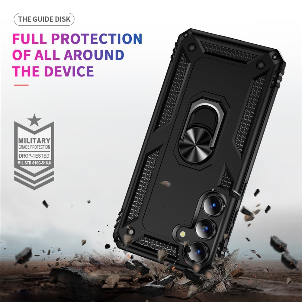Samsung Galaxy S25 FE hoesje Armor backcover met ringhouder - Zwart