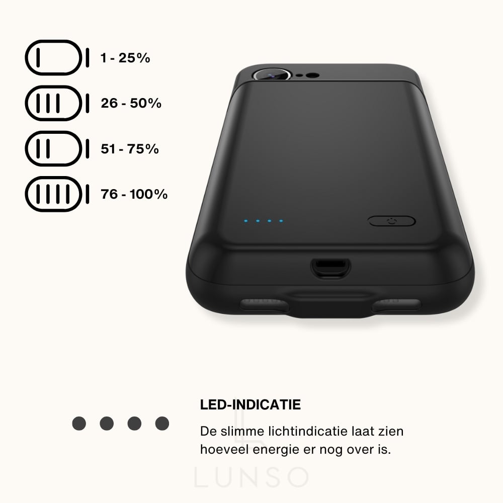iPhone 17e / iPhone 16e Powerbank hoesje 7000 mAh hoes - Zwart