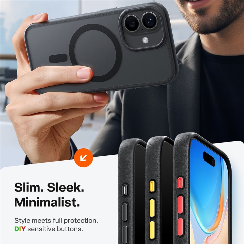 Torras iPhone 17 hoesje - slanke, duurzame backcover met volledige MagSafe ondersteuning en schokbestendige bescherming - Zwart