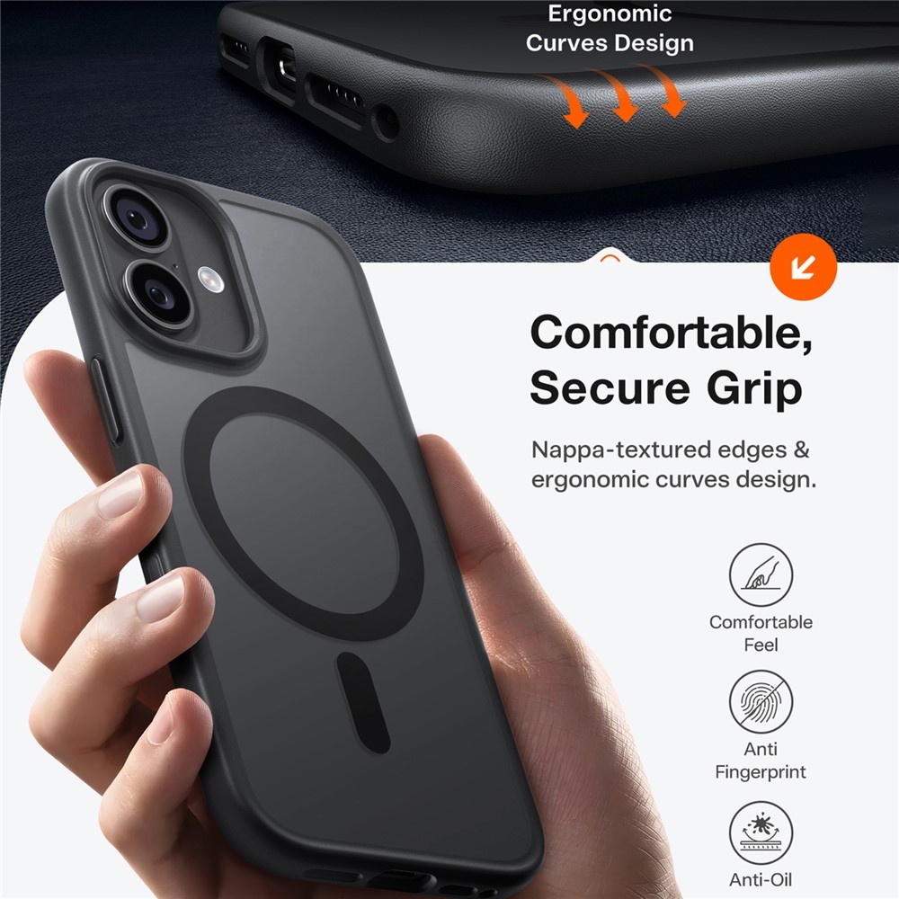 Torras iPhone 17 hoesje - slanke, duurzame backcover met volledige MagSafe ondersteuning en schokbestendige bescherming - Zwart