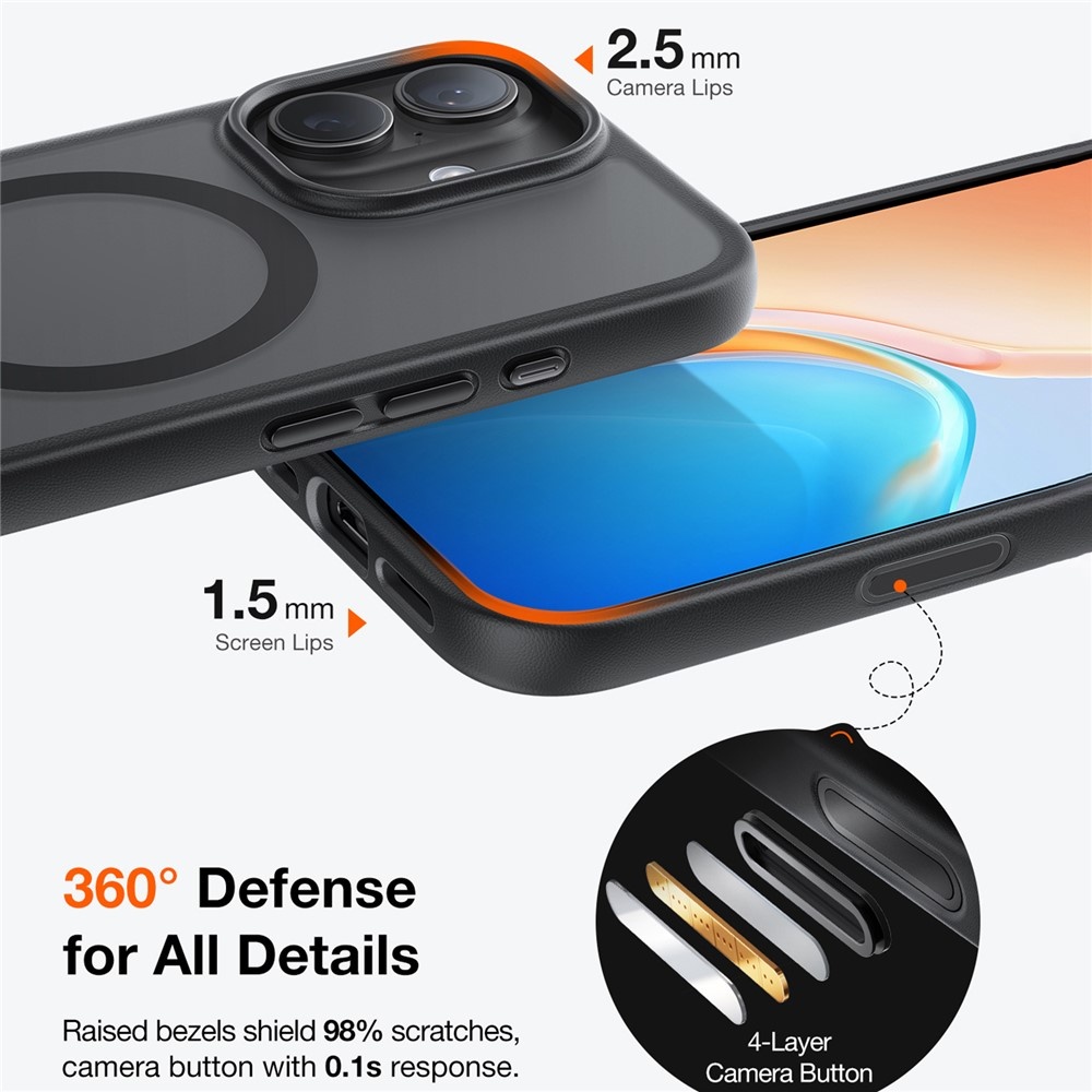 Torras iPhone 17 hoesje - slanke, duurzame backcover met volledige MagSafe ondersteuning en schokbestendige bescherming - Zwart