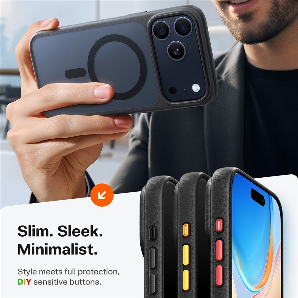 Torras iPhone 17 Pro hoesje - slanke, duurzame backcover met volledige MagSafe ondersteuning en schokbestendige bescherming - Zwart